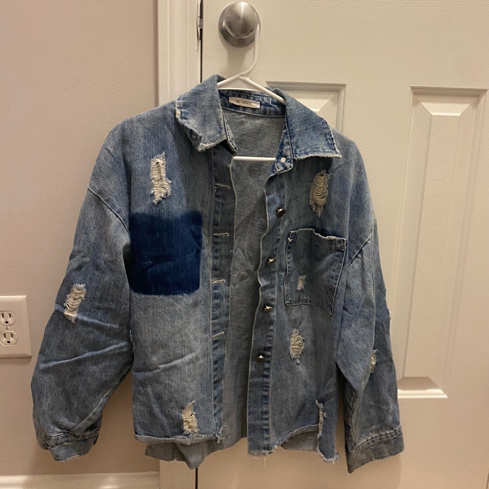 Oversized blue jean jacket